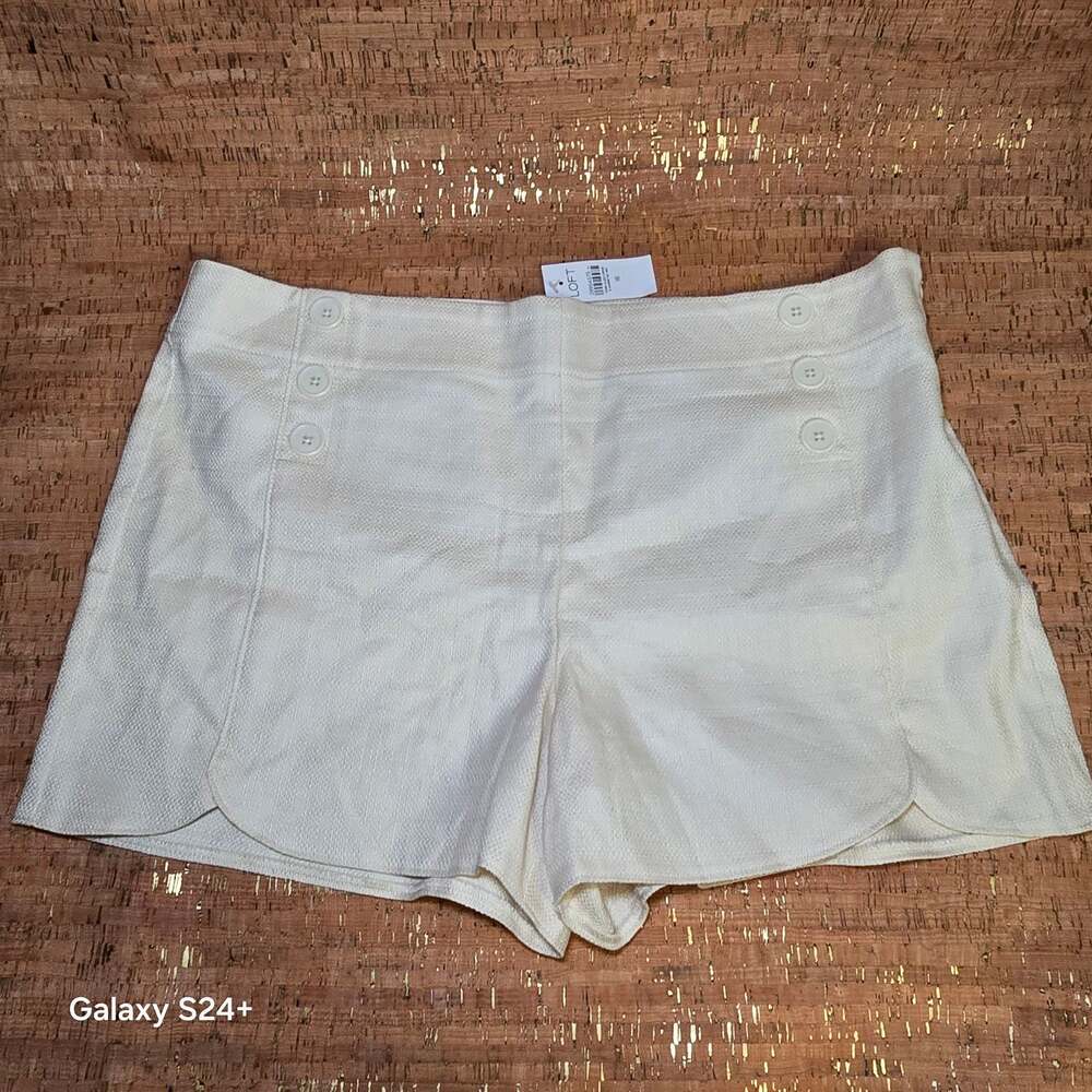Loft The Riviera Short Ivory Textured Sailor Side Zip Size 14
